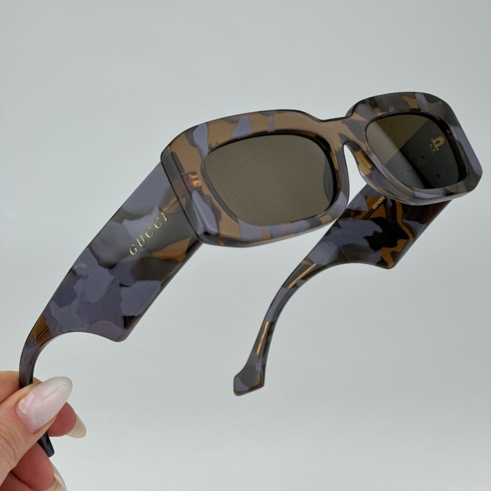Gucci GG1426S 003 BRAND NEW Sunglasses Lilac Havana Brown Unisex Rectangle